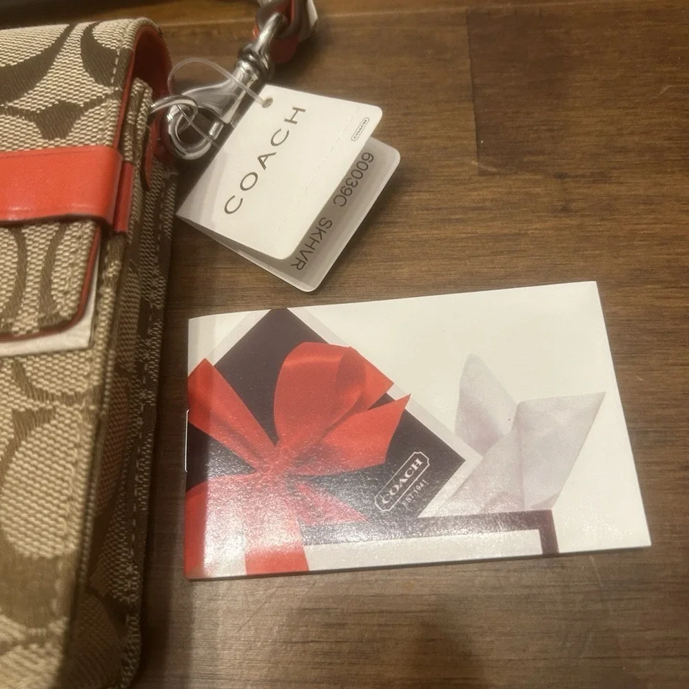 COACH Treo Case Khaki/Vermillion LOGO C Fabric Cell Phone Strap Vintage‎ Y2K NEW
